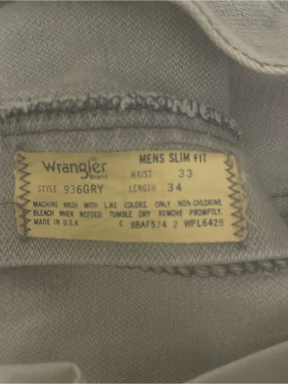 Vintage Wrangler 936GRY Gray Cowboy Cut Jeans USA Made 33x34 - Picture 4 of 6